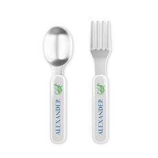 Knights and Dragons Toddler Stainless Steel Fork and Spoon Set