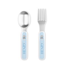 Bunny Blue Toddler Stainless Steel Fork and Spoon Set