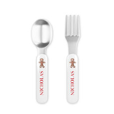 Gingerbread Toddler Stainless Steel Fork and Spoon Set