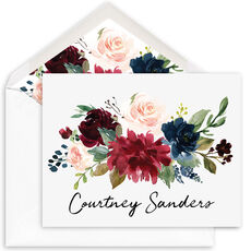 Burgundy Floral Folded Note Cards