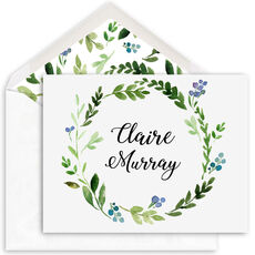 Green Wreath Folded Note Cards