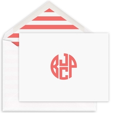 4 Initial Monogram Folded Note Cards - Raised Ink