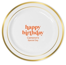Cute Happy Birthday Premium Banded Plastic Plates