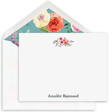 White Floral Bunch Flat Note Cards