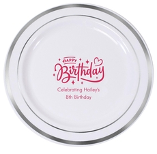 Happy Birthday Twinkles Premium Banded Plastic Plates