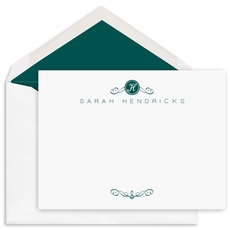 Scroll Initial Flat Note Cards - Raised Ink