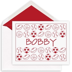 Sport Folded Note Cards - Raised Ink