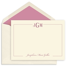 Monogram with Script Name Flat Note Cards - Raised Ink