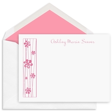 Floral Accent Flat Note Cards - Raised Ink