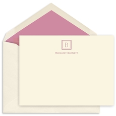 Initial Square Flat Note Cards - Raised Ink
