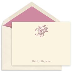 Fun Script Flat Thank You Note Cards - Raised Ink