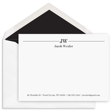 Executive Initials Flat Note Cards - Raised Ink