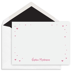 Hearts Scatter Flat Note Cards - Letterpress