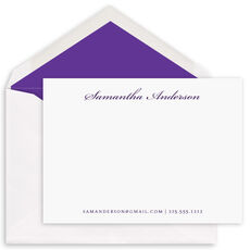 Script Name Flat Note Cards - Raised Ink