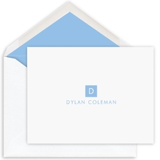 Square Initial Folded Note Cards - Raised Ink