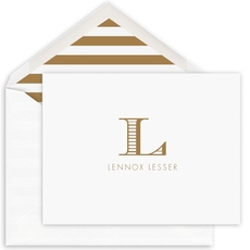 Striped Initial Folded Note Cards - Raised Ink