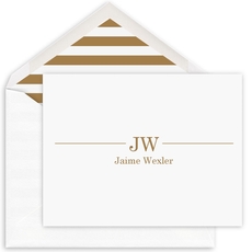 Executive Initials Folded Note Cards - Raised Ink