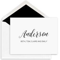 Family Script Folded Note Cards - Raised Ink