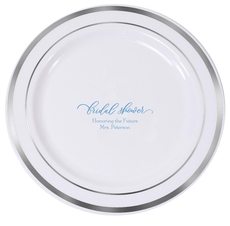 Bridal Shower Swish Premium Banded Plastic Plates