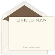 Modern Large Name Flat Note Cards - Letterpress