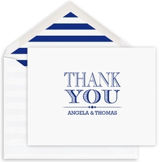 Grand Thank You Folded Note Cards - Raised Ink
