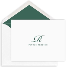 Elegant Script Initial Folded Note Cards - Letterpress