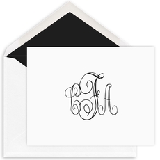 Cursive Monogram Folded Note Cards - Letterpress