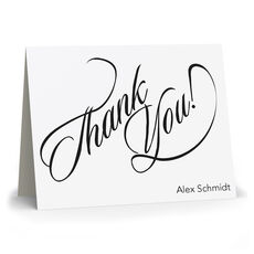 Calligraphy Thank You Folded Note Cards - Letterpress