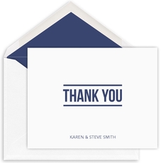 Double Line Thank You Folded Note Cards - Letterpress