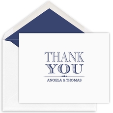 Grand Thank You Folded Note Cards - Letterpress