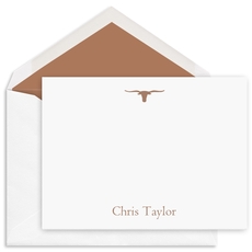 Longhorn Flat Note Cards - Raised Ink