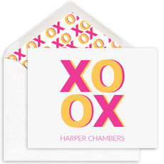 Pink and Yellow XOXO Folded Note Cards