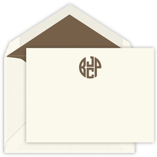 4 Initial Monogram Flat Note Cards - Letterpress