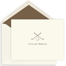 Golf Clubs and Ball Folded Note Cards - Letterpress