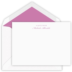 Script Name with Line Above Flat Note Cards - Letterpress