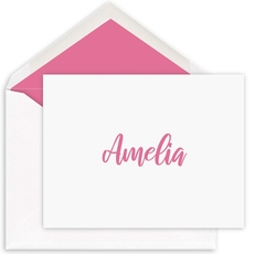 Brush Script Folded Note Cards - Raised Ink