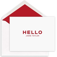 Bold Hello Folded Note Cards - Raised Ink