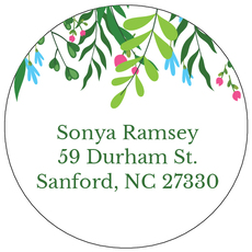 Greenery Round Address Labels in a Jar