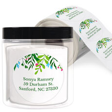 Greenery Round Address Labels in a Jar