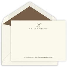 Classic Script Initial Flat Note Cards - Letterpress