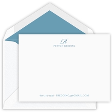 Elegant Script Initial Flat Note Cards - Letterpress