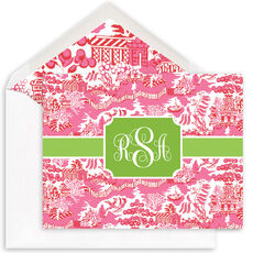 Pink Chinoiserie Folded Note Cards