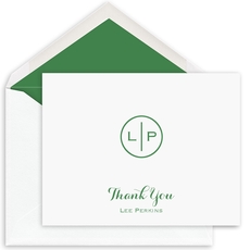 Circle Initials Thank You Folded Note Cards