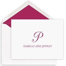 Regal Script Initial Folded Note Cards - Raised Ink