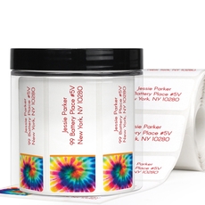 Tie-Dye Return Address Labels in a Jar