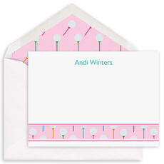 Pink Golf Balls Flat Note Cards