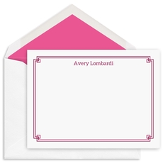 Modern Double Border Flat Note Cards - Raised Ink