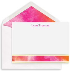 Pink Watercolor Flat Note Cards