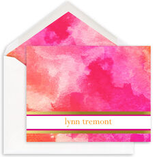 Pink Watercolor Folded Note Cards