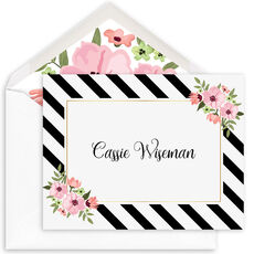 Floral Stripes Folded Note Cards